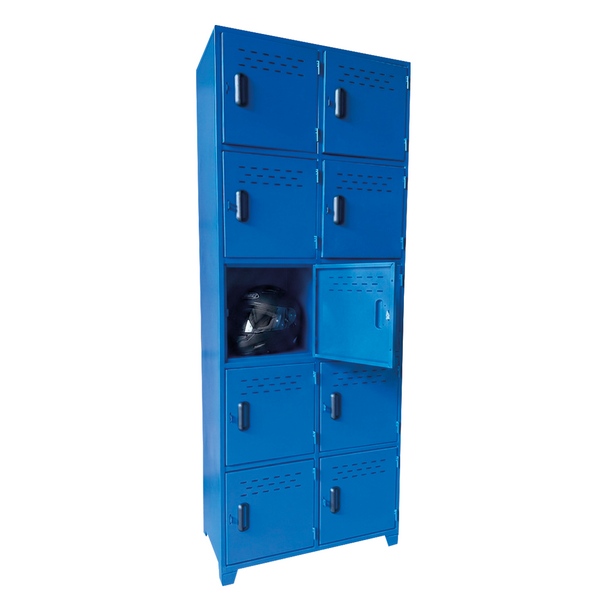 Locker Metálico de 10 Puertas con Ventilación y Base Elevada