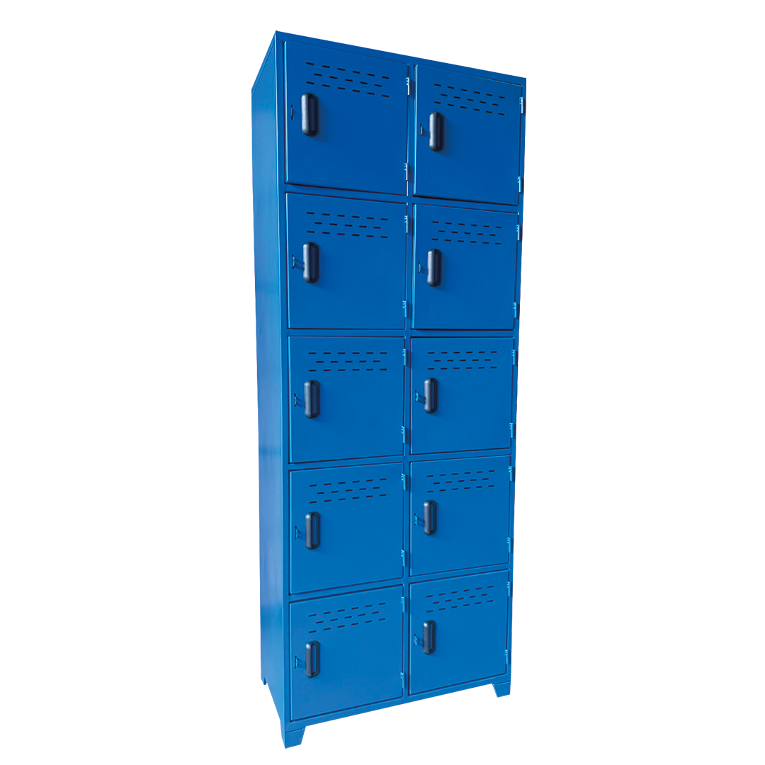 Locker Metálico de 10 Puertas con Ventilación y Base Elevada