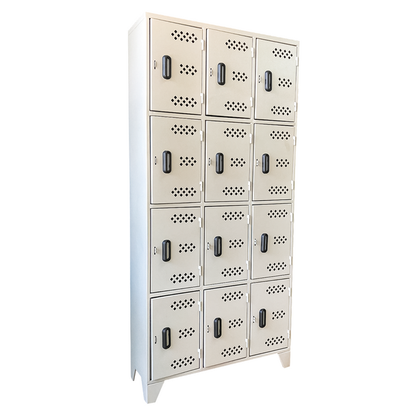 Locker Metálico de 12 Puertas con Ventilación y Base Elevada