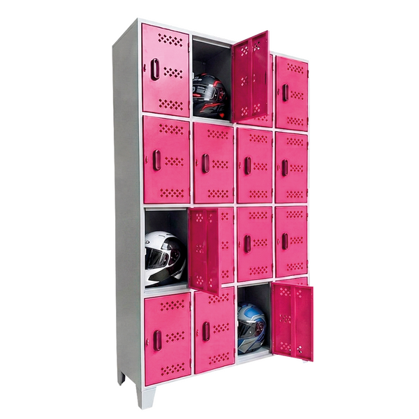 Locker Metálico de 16 Puertas con Ventilación y Base Elevada