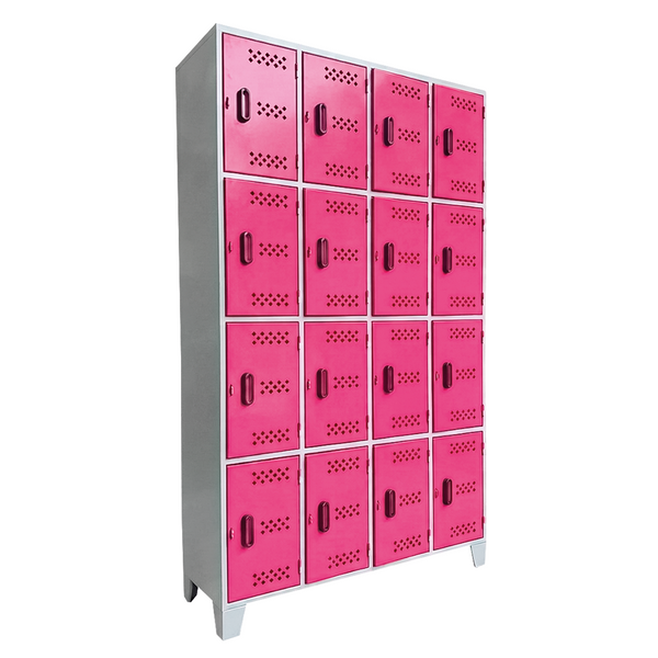 Locker Metálico de 16 Puertas con Ventilación y Base Elevada