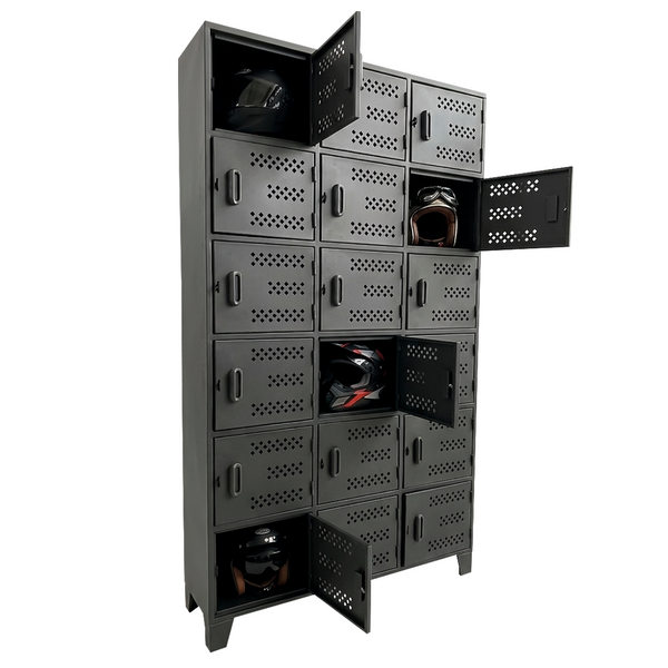 Locker Metálico de 18 Puertas con Ventilación y Base Elevada