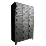 Locker Metálico de 18 Puertas con Ventilación y Base Elevada