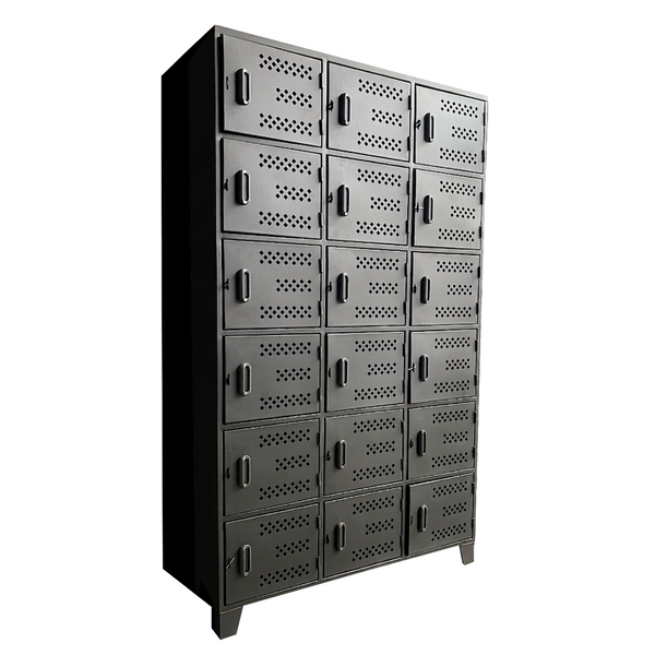 Locker Metálico de 18 Puertas con Ventilación y Base Elevada