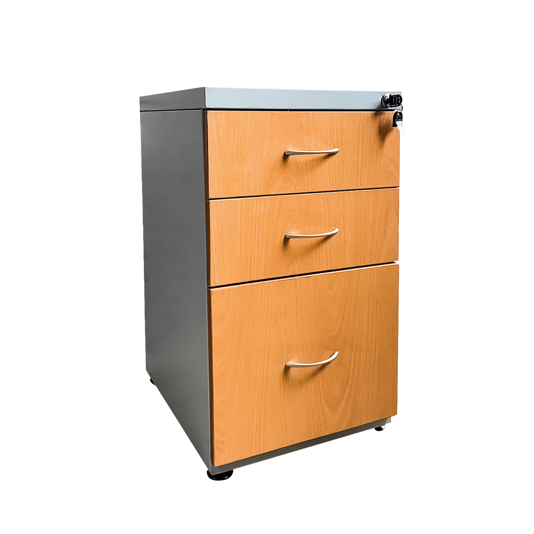 Archivador de Oficina de 3 Gavetas - Estilo Madera y Metal