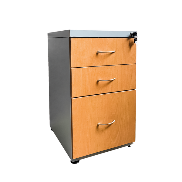 Archivador de Oficina de 3 Gavetas - Estilo Madera y Metal