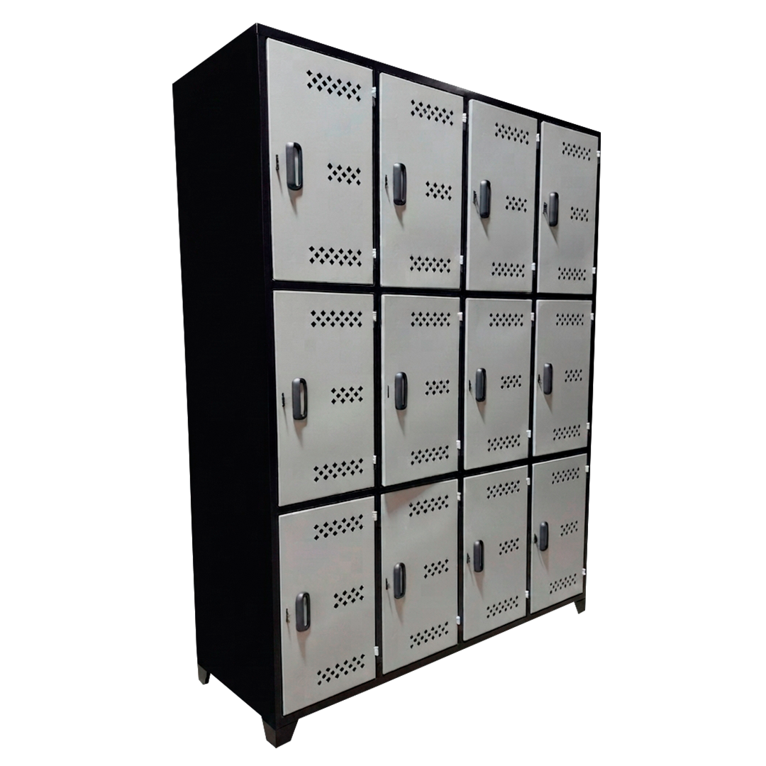 Locker Metálico Vertical de 12 Compartimentos con Puertas Ventiladas