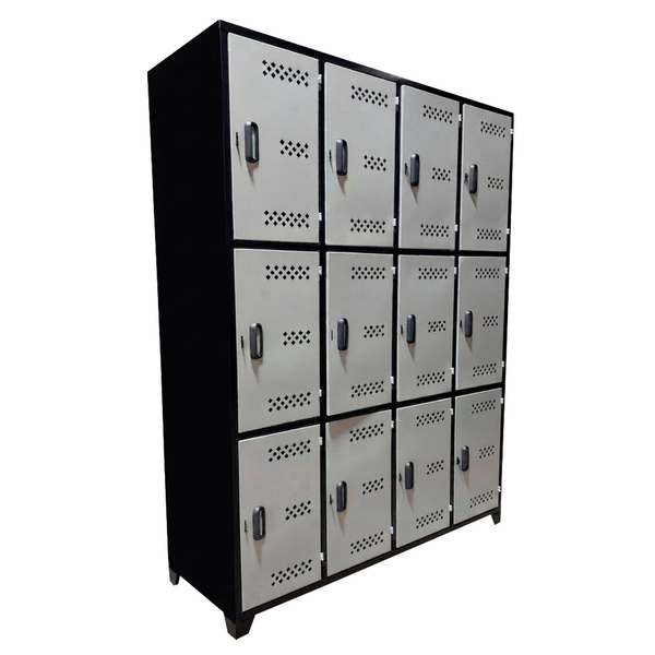Locker Metálico Vertical de 12 Compartimentos con Puertas Ventiladas
