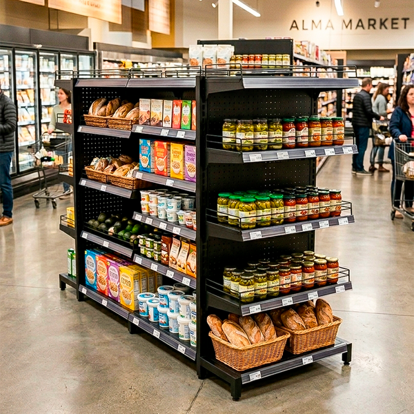 Estantería Exhibidora Doble Cara para Tiendas y Minimarkets