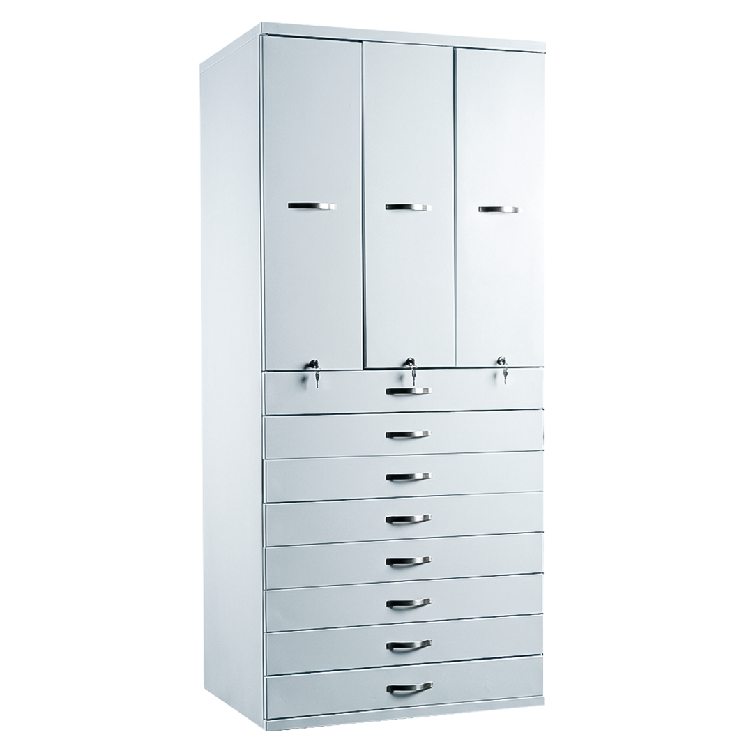 Archivador Metálico Multifuncional con 3 Puertas y 7 Gavetas