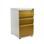 Archivador Metálico de 3 Gavetas con Cerradura - Acabado Bicolor Oro/Plata