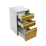 Archivador Metálico de 3 Gavetas con Cerradura - Acabado Bicolor Oro/Plata