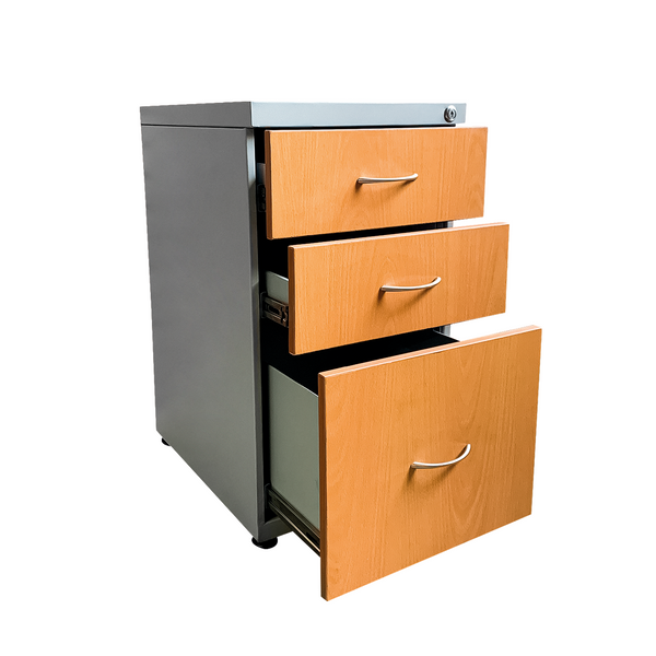 Archivador de Oficina de 3 Gavetas - Estilo Madera y Metal