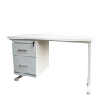 Escritorio Operativo con Cajonera y Cerradura - Modelo Administrativo Blanco/Gris
