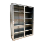 Armario de Acero Inoxidable con Puertas Corredizas de Vidrio - Almacenamiento Industrial Visible