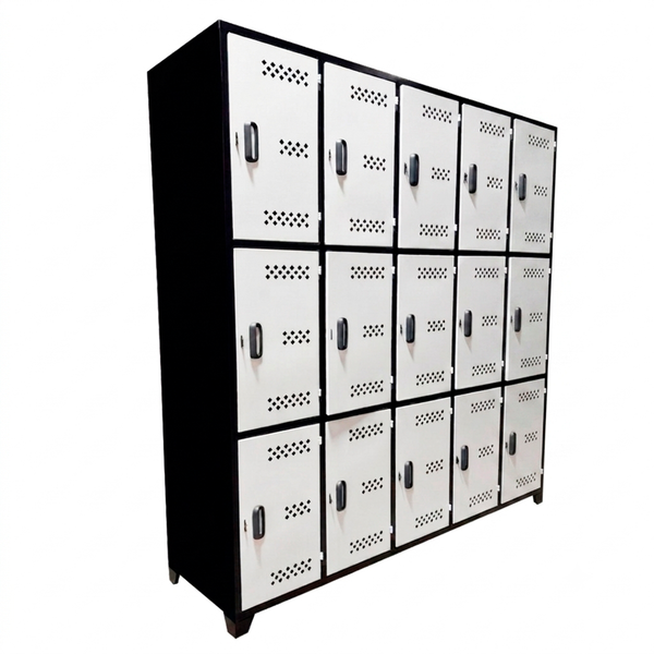 Locker Metálico Vertical de 15 Compartimentos con Puertas Ventiladas